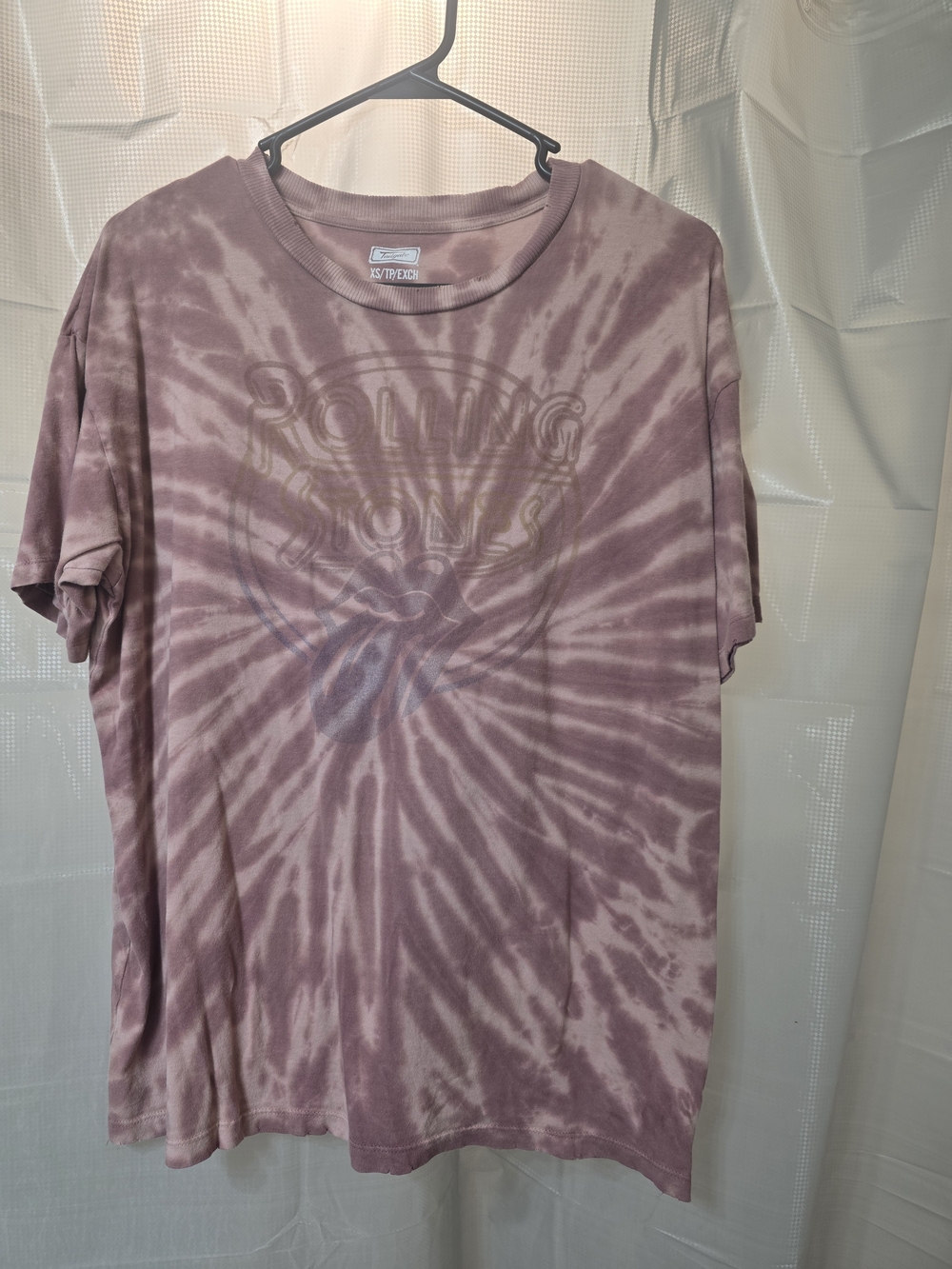 the Rolling Stones Mauve Tie-Dye Short Sleeve Band Tee